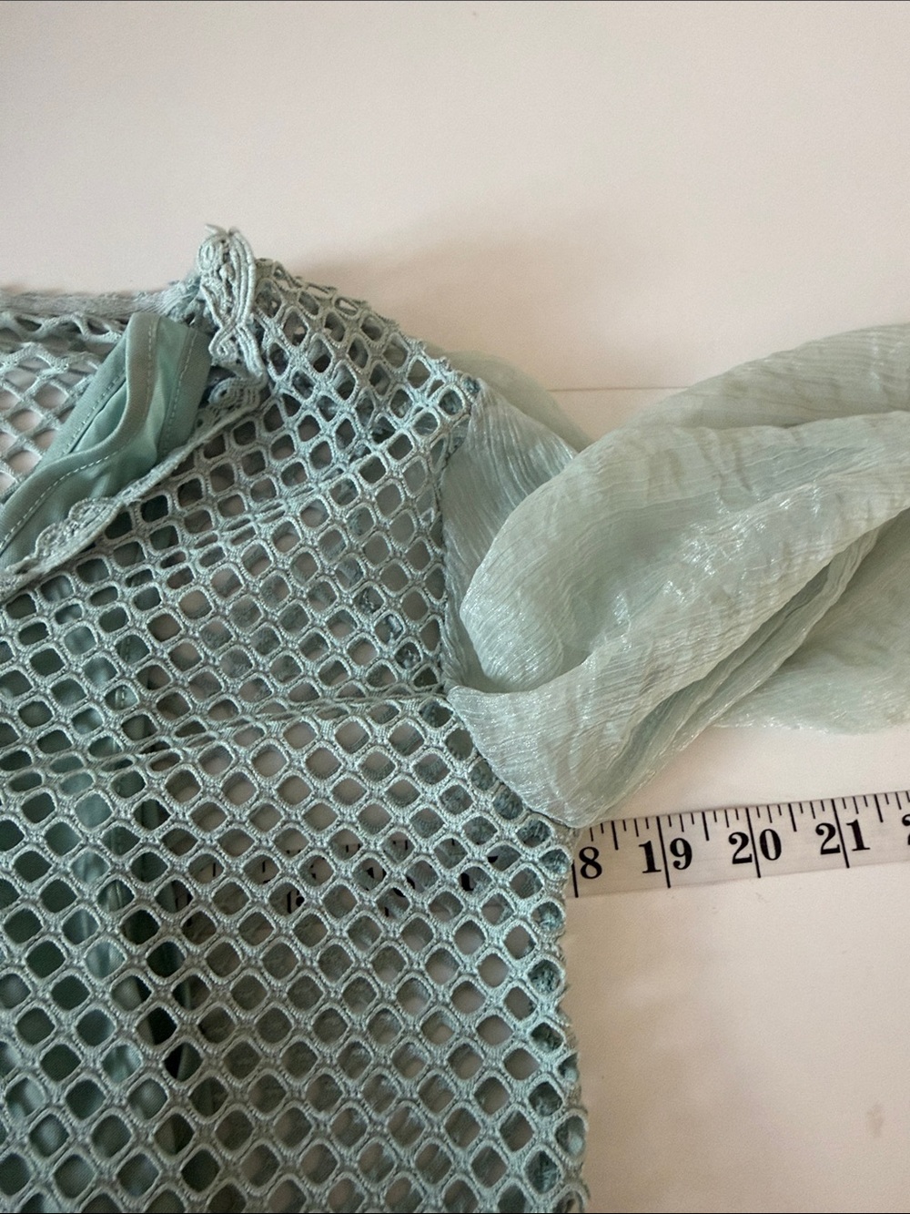 Pretty Angel 53% Silk Forest Fairycore Ethereal Mint Lace & Mesh Mini Dress SM - Picture 10 of 13